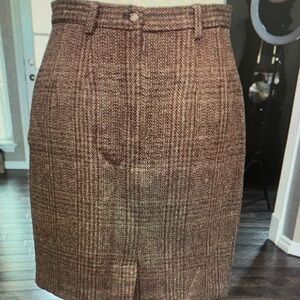 Classic Brown Tweed Pencil Skirt